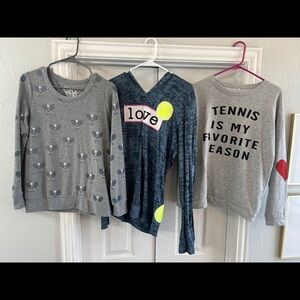 3 Tennis Sweatshirts!  2 mediums that run small and 1 XL that runs small.